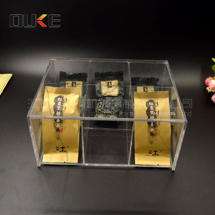 New Design Clear Square Acrylic Tea Storage Boxes For Sale