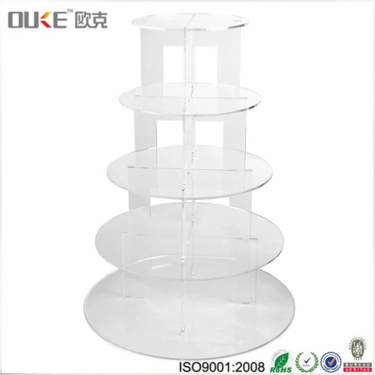 5 ярусов белый Acryilc Cupcake Стенд свадебный торт Стенды
