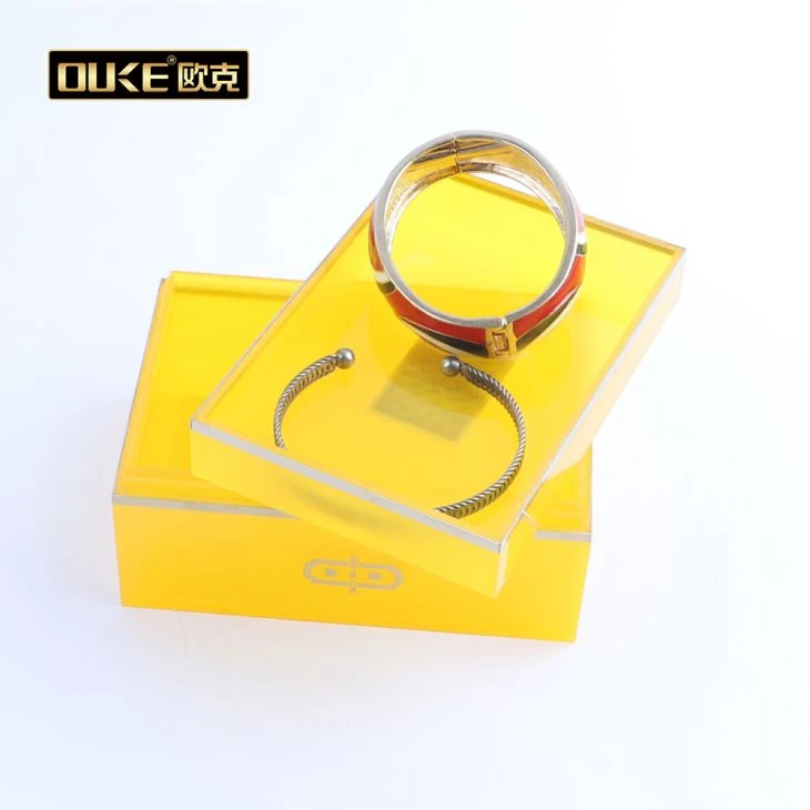 Clear Yellow Acrylic Storage Display Box
