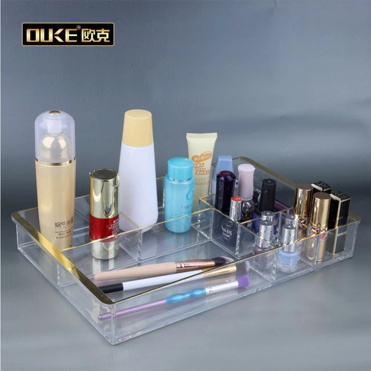 Gold Simple Cheap Acrylic Makeup Organizer