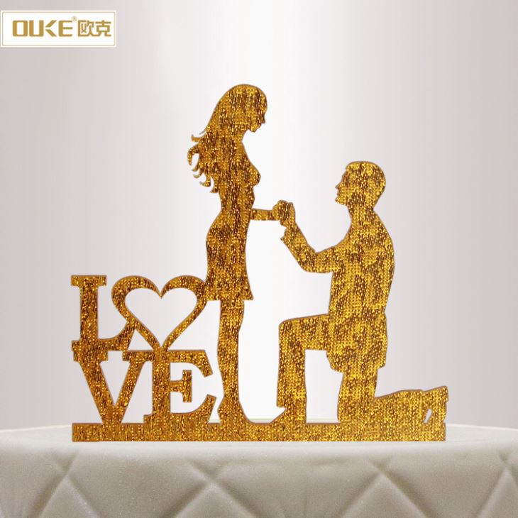 Gold Wedding Acrylic Cake Topper