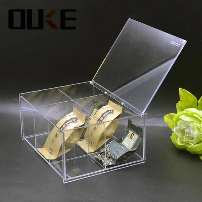 Hot Selling 6 Compartment Acrylic Tea Box With Cover