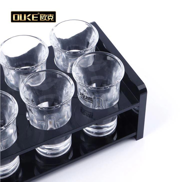 6 Round Holes Shot Glass With Acrylic Holder